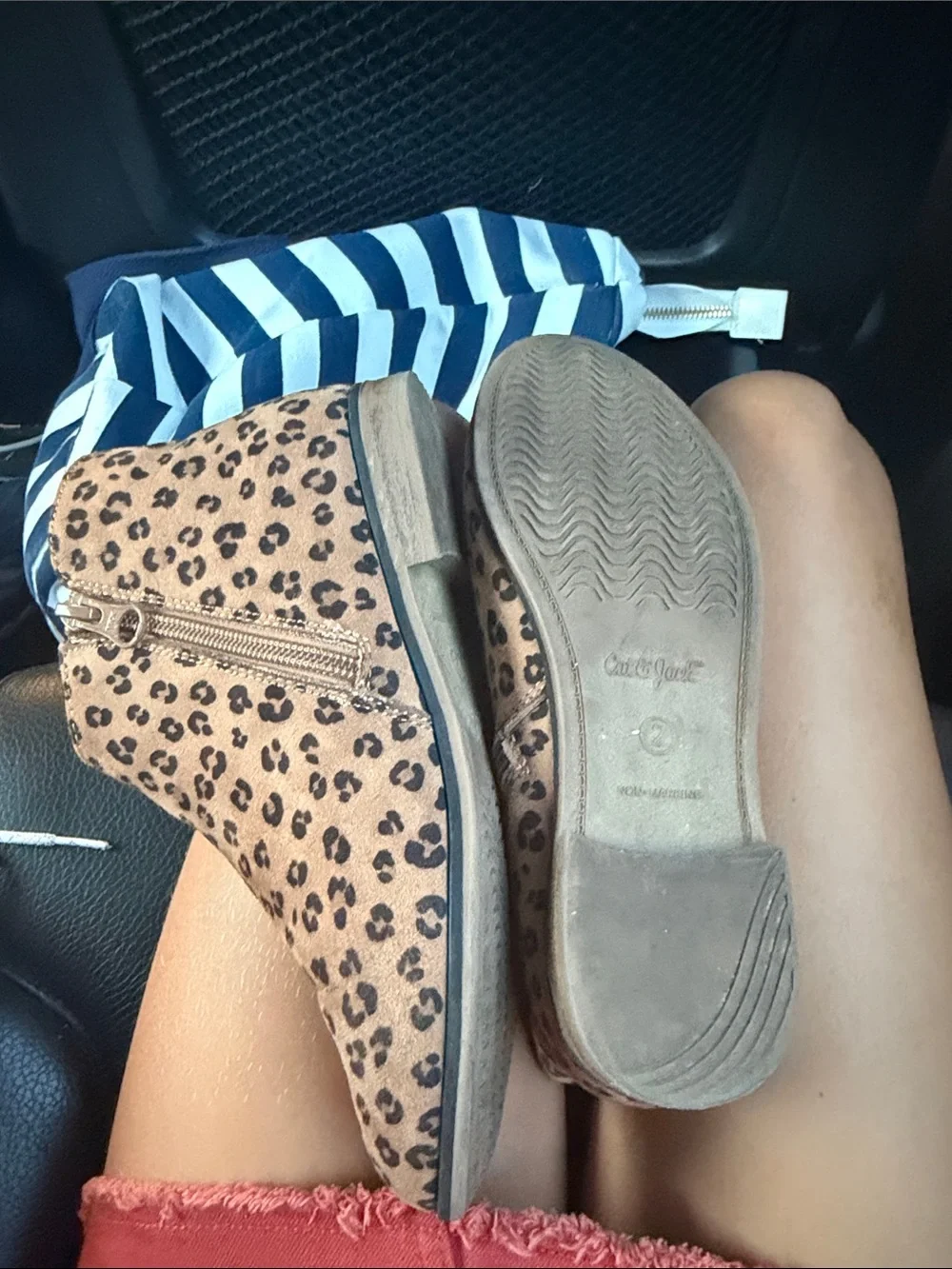 Cat & Jack Girls Leopard Print Ankle Boots - Brown